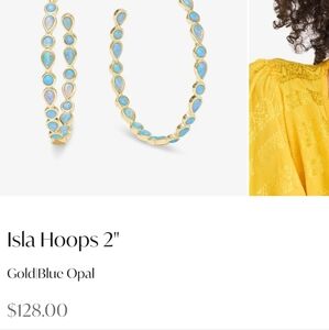 Gold and Blue Opal Hoop Earrings MELINDA MARIA  PRICE FIRM Today Only!